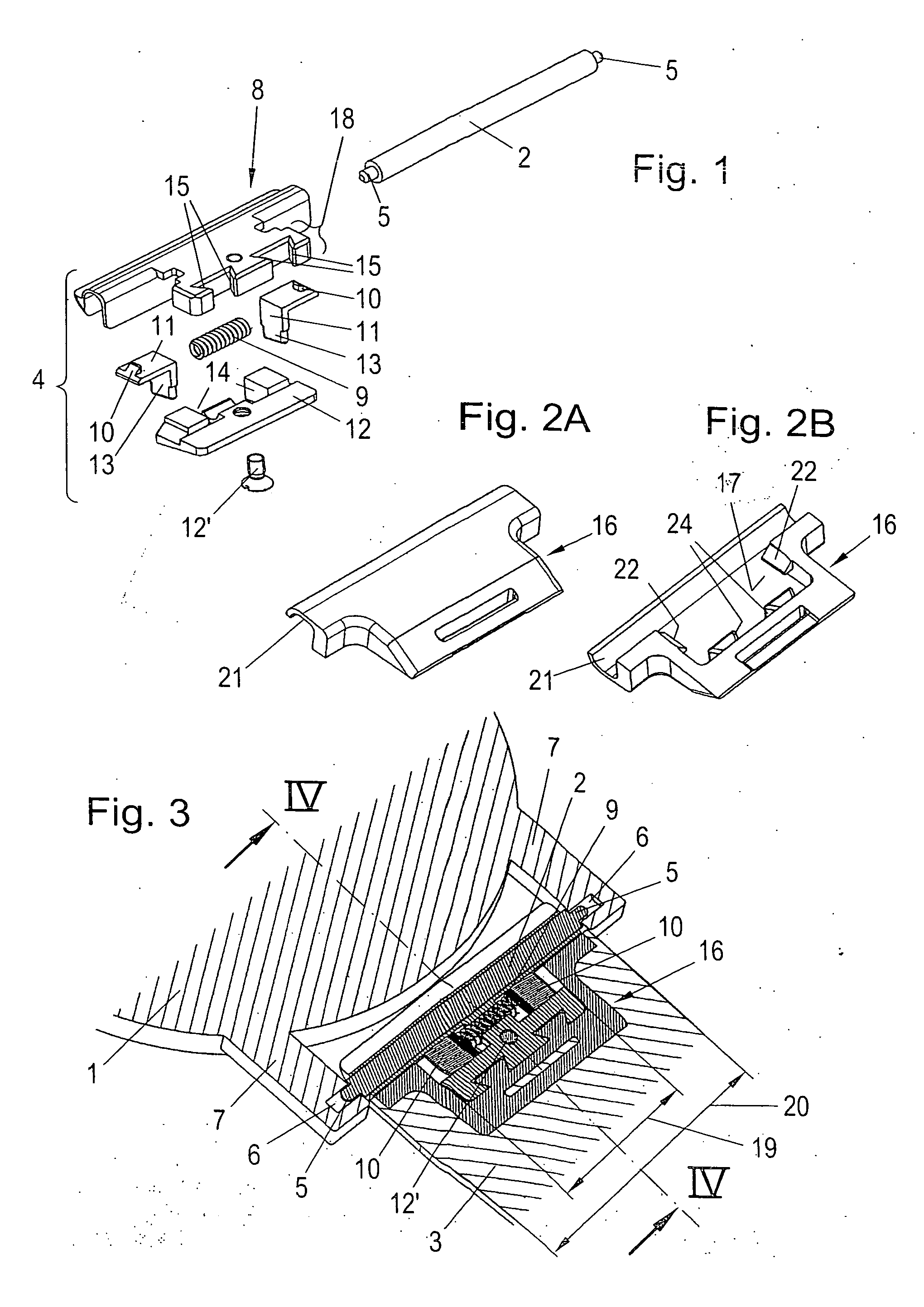 Device for the connection of an end part of a band to a stationary part