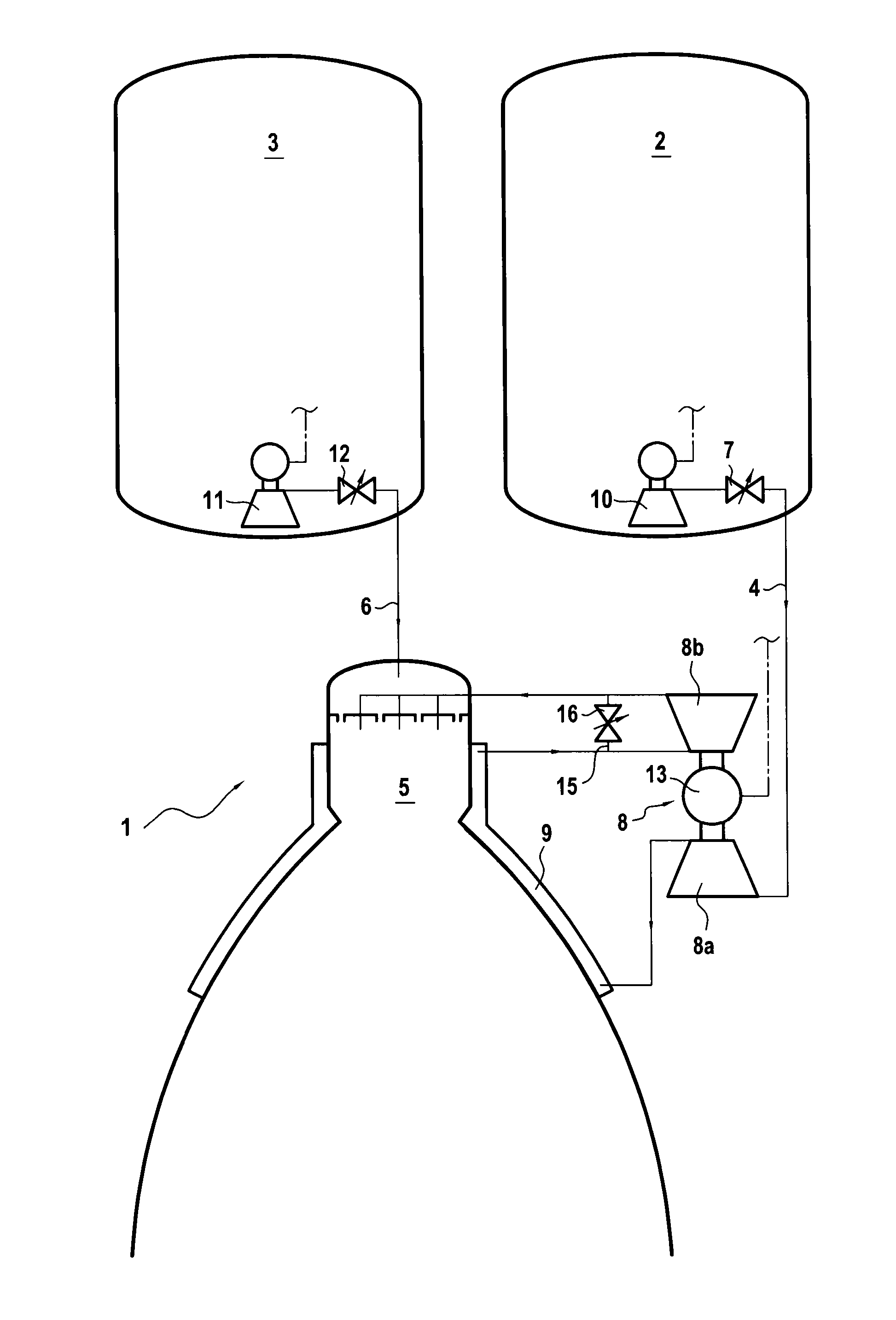 Device and a method for feeding a rocket engine propulsion chamber