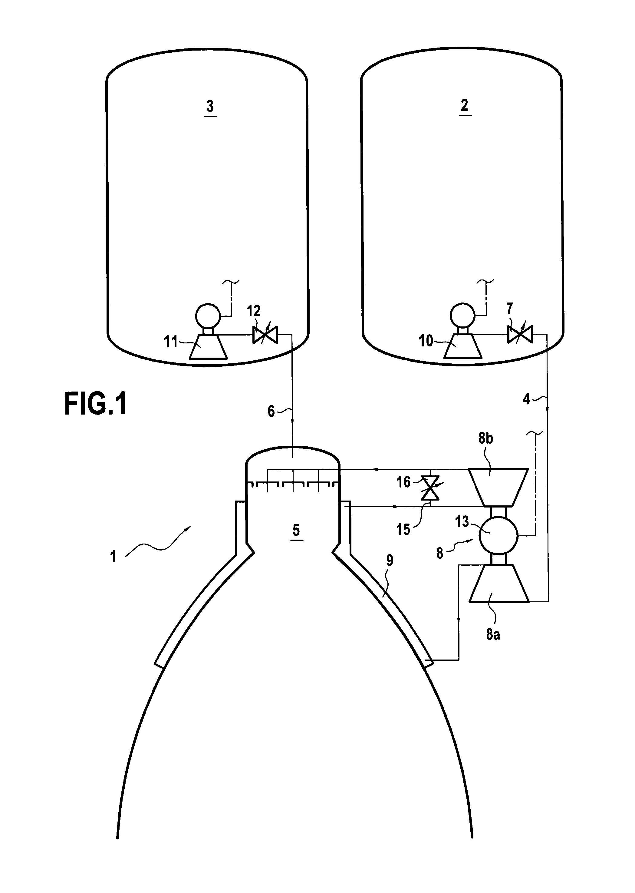 Device and a method for feeding a rocket engine propulsion chamber