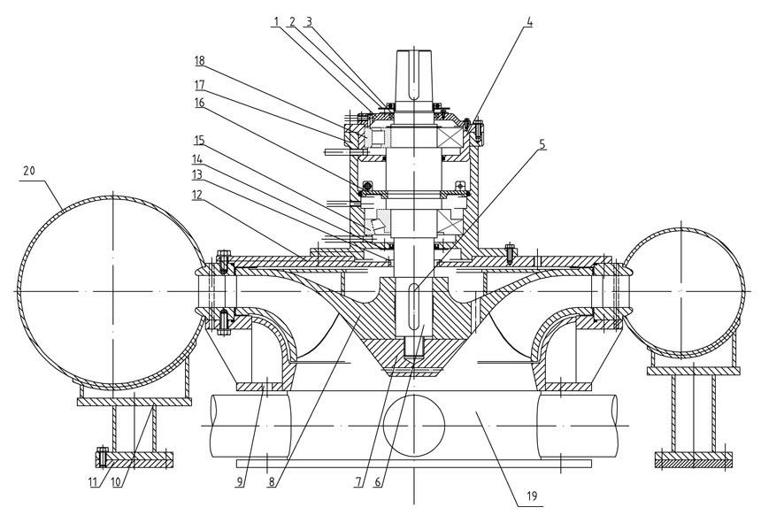 Mixed flow type water turbine with ultralow specific speed and high efficiency for cooling tower special belt water distributer