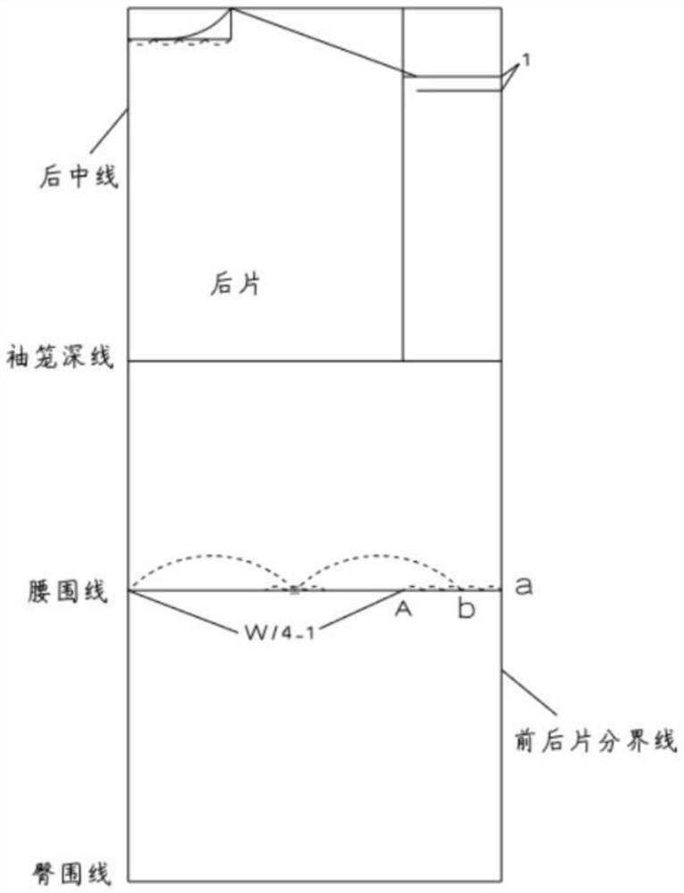 Drawing method for side seam of back piece of fit women's dress