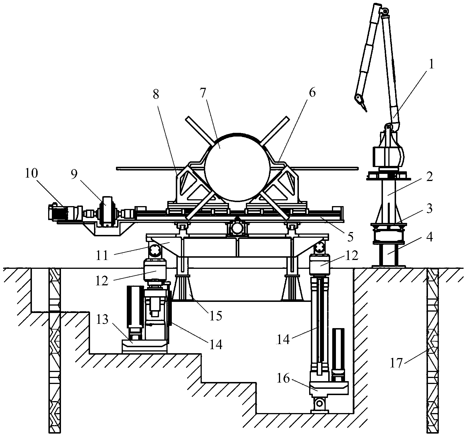 Mass and mass center measuring device for guided missile in irregular shape