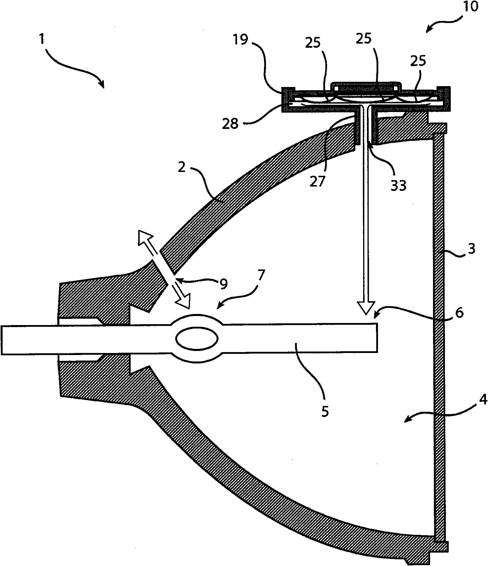 Cooling device utilizing internal synthetic jets