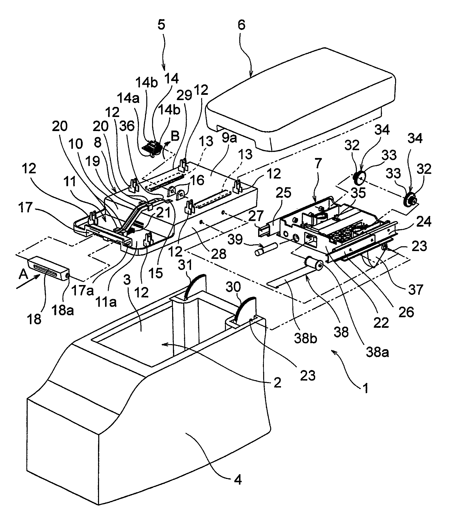 Hinge structure for a console box lid