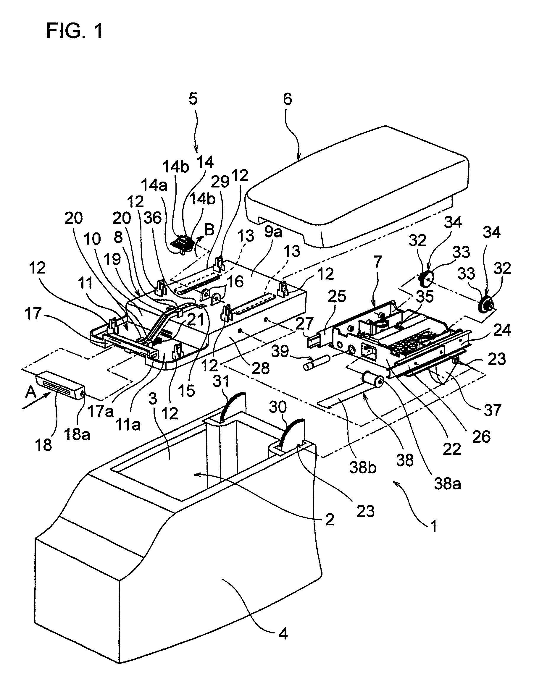 Hinge structure for a console box lid