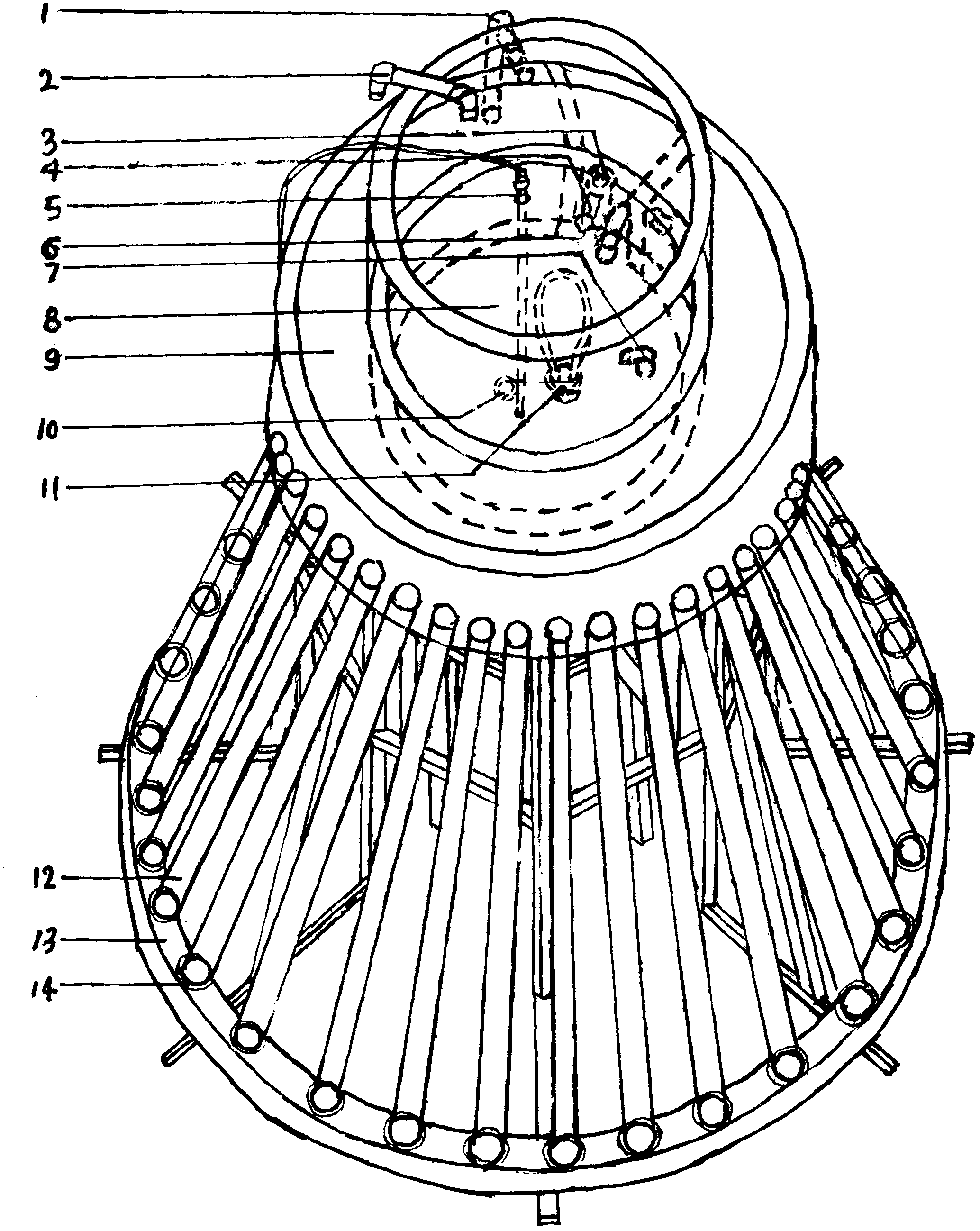 Split type solar water heater with 315-degree circular arc-distributed tube