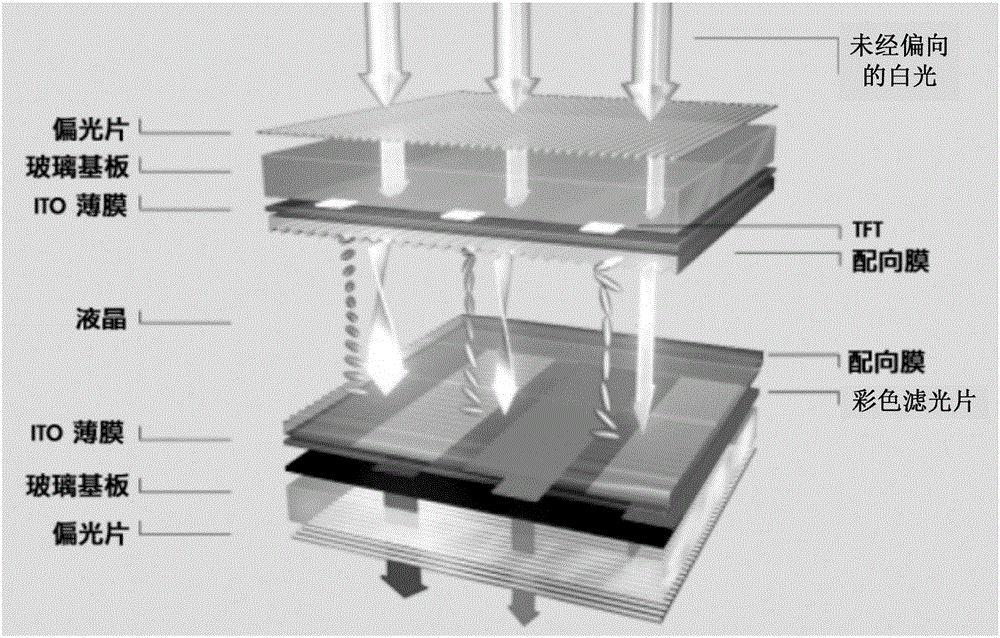 Liquid crystal display, display module thereof and color light filtering device thereof