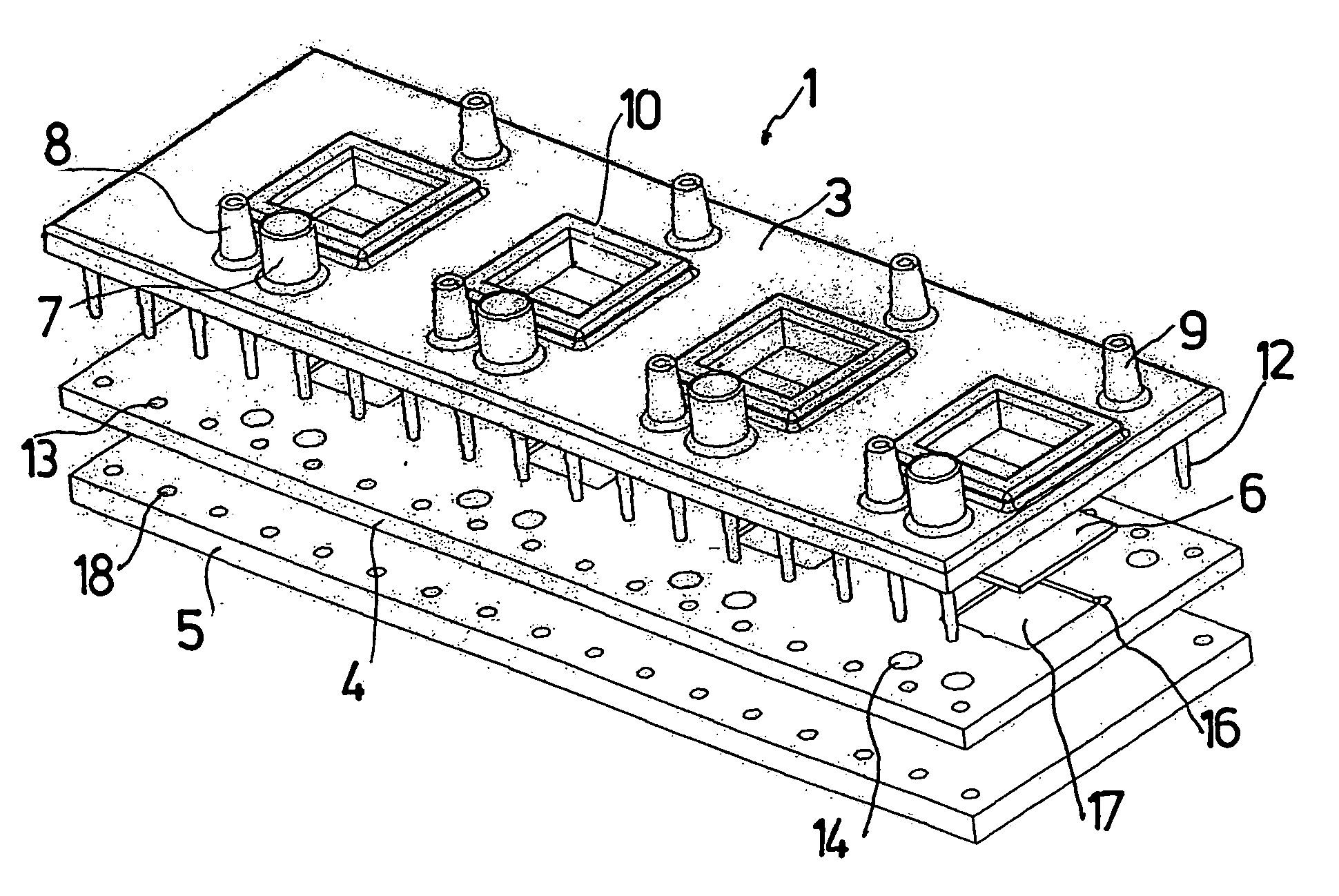 Flow cell consisting of layer and connection means