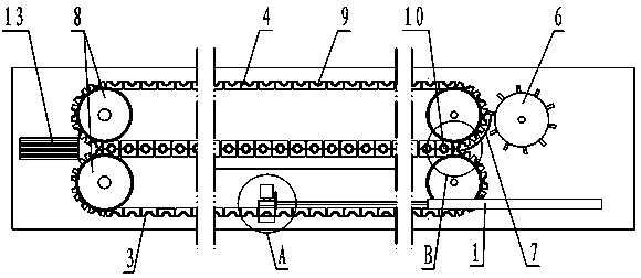 Oil cylinder drive type feeding device for multi-station internal thread tapping equipment for sleeves