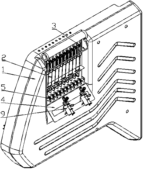 Computerized flat knitting machine lateral thread stand