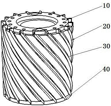 Spiral, twill electrolysis electrode head and preparation method of electrode head for electrolysis