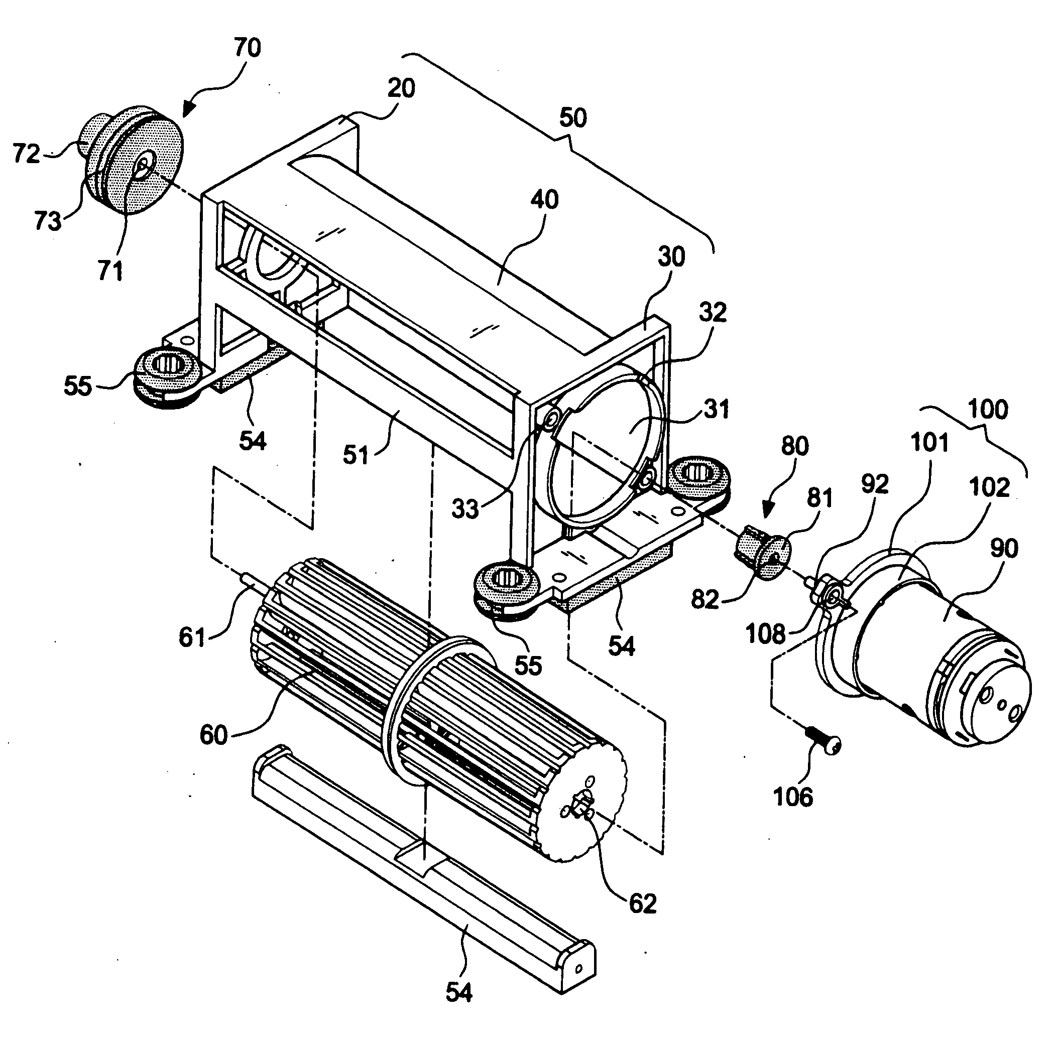 Cross flow fan structure