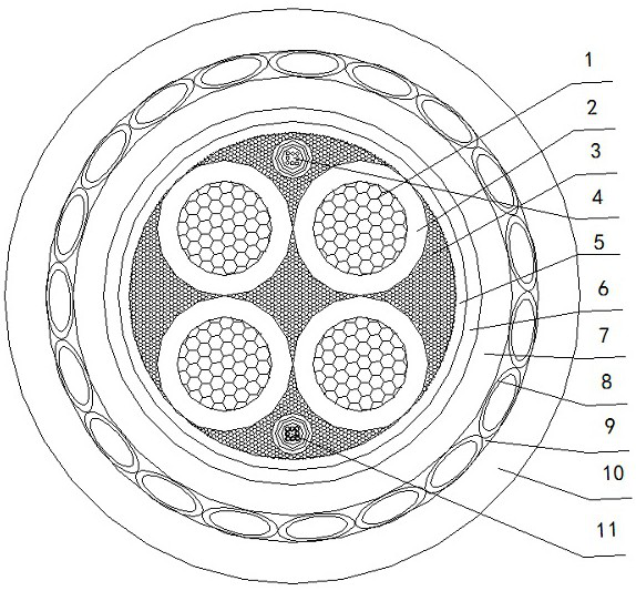 A dynamically adjustable multi-core optical fiber composite self-suspending cable