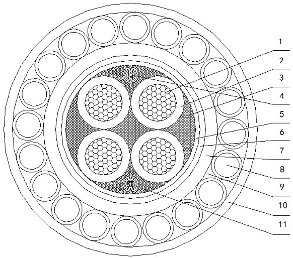 A dynamically adjustable multi-core optical fiber composite self-suspending cable