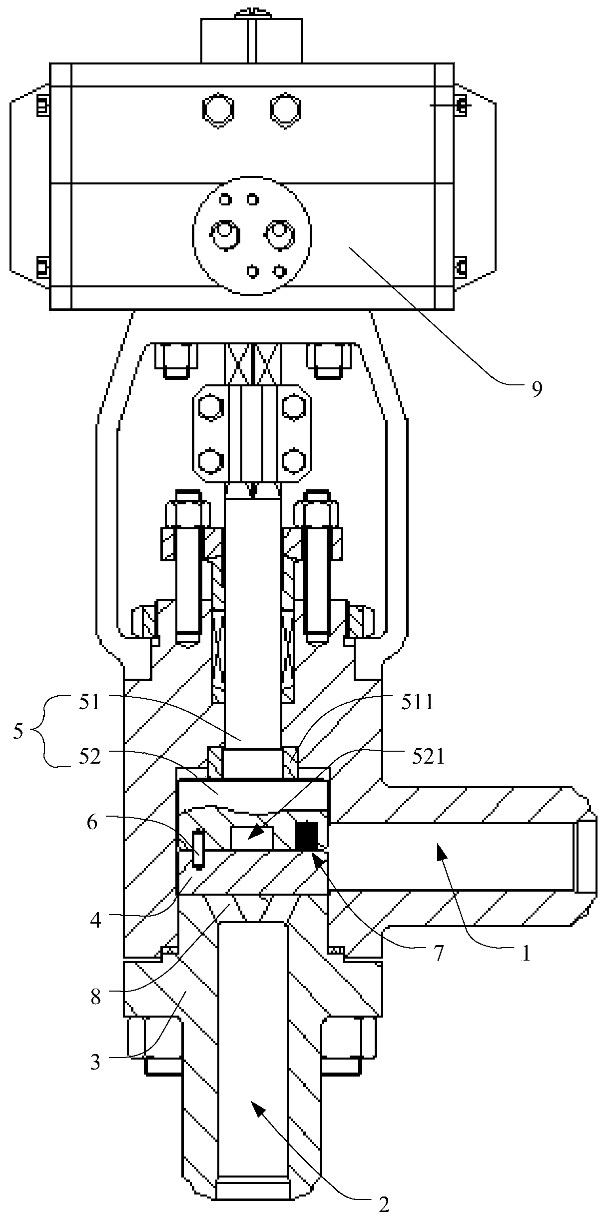 Angular travel adjusting valve