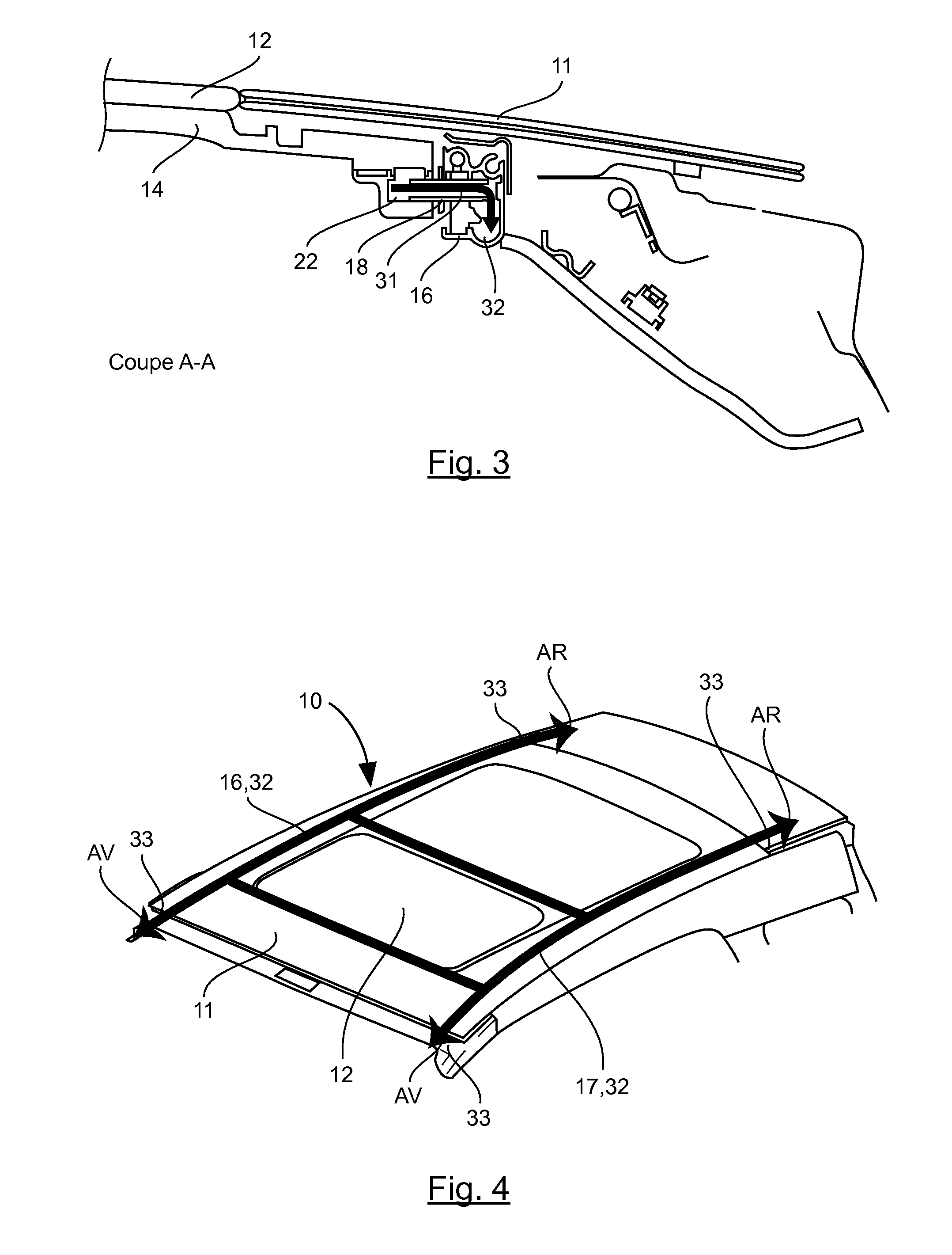 Device for closing off an opening prepared in the roof of a vehicle, provided with a sealing barrier and a drain for draining water towards the exterior