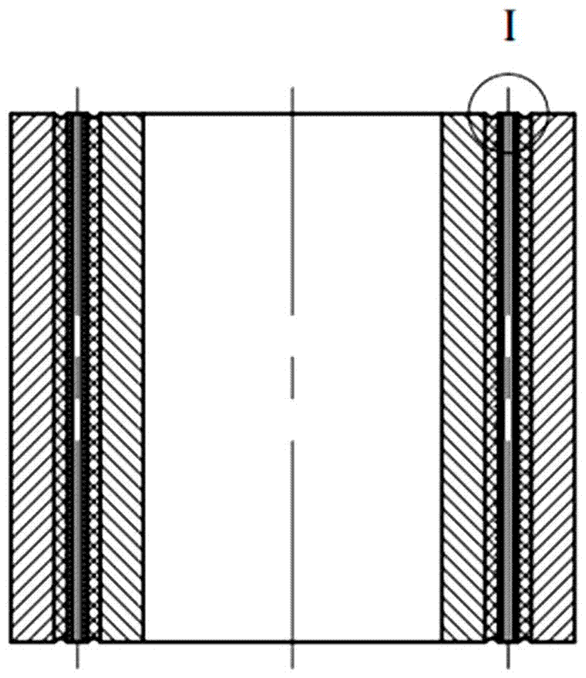 Concave-convex spline tubular rubber shock absorber with interval expansion layer