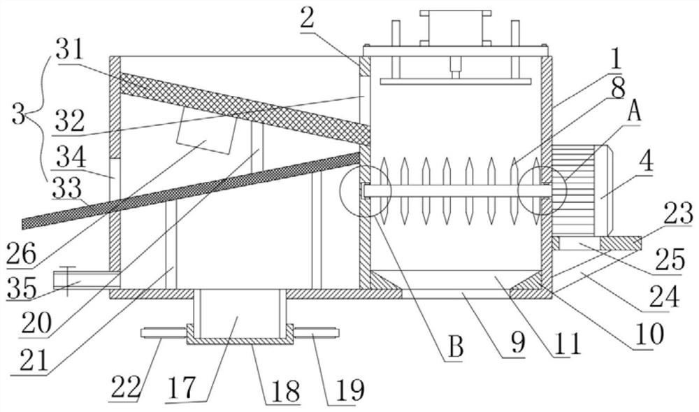 Separation device for solid waste in industrial wastewater