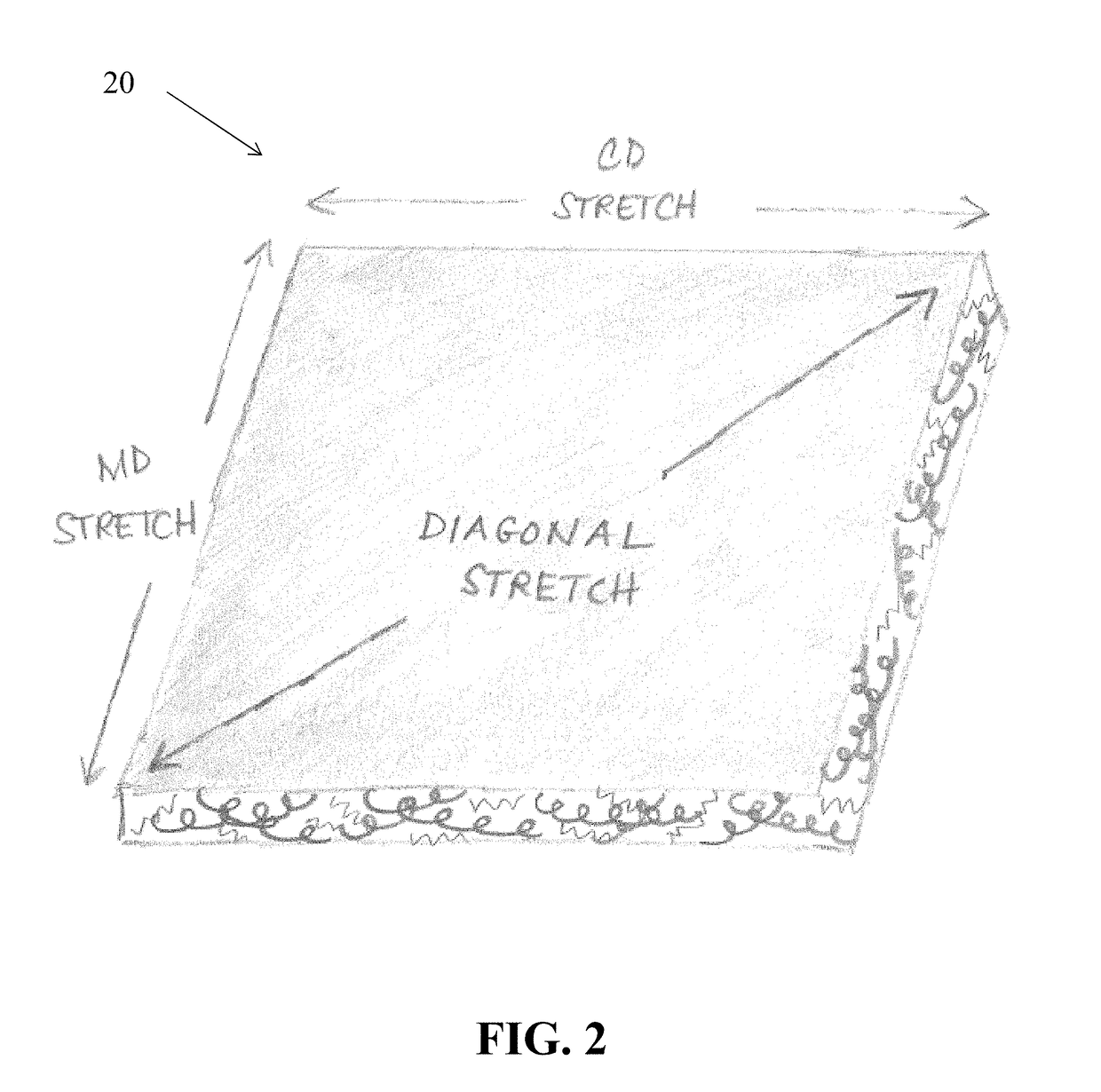 Migration resistant batting with stretch and methods of making and articles comprising the same