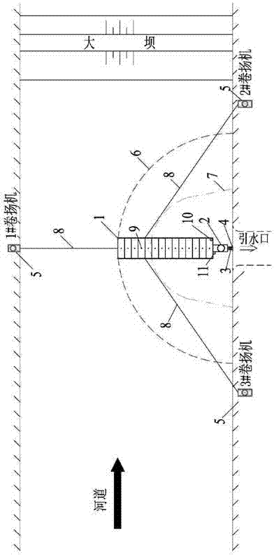 Movable suspension type eddy-eliminating beam system for eliminating vertical-axis eddy at water inlet