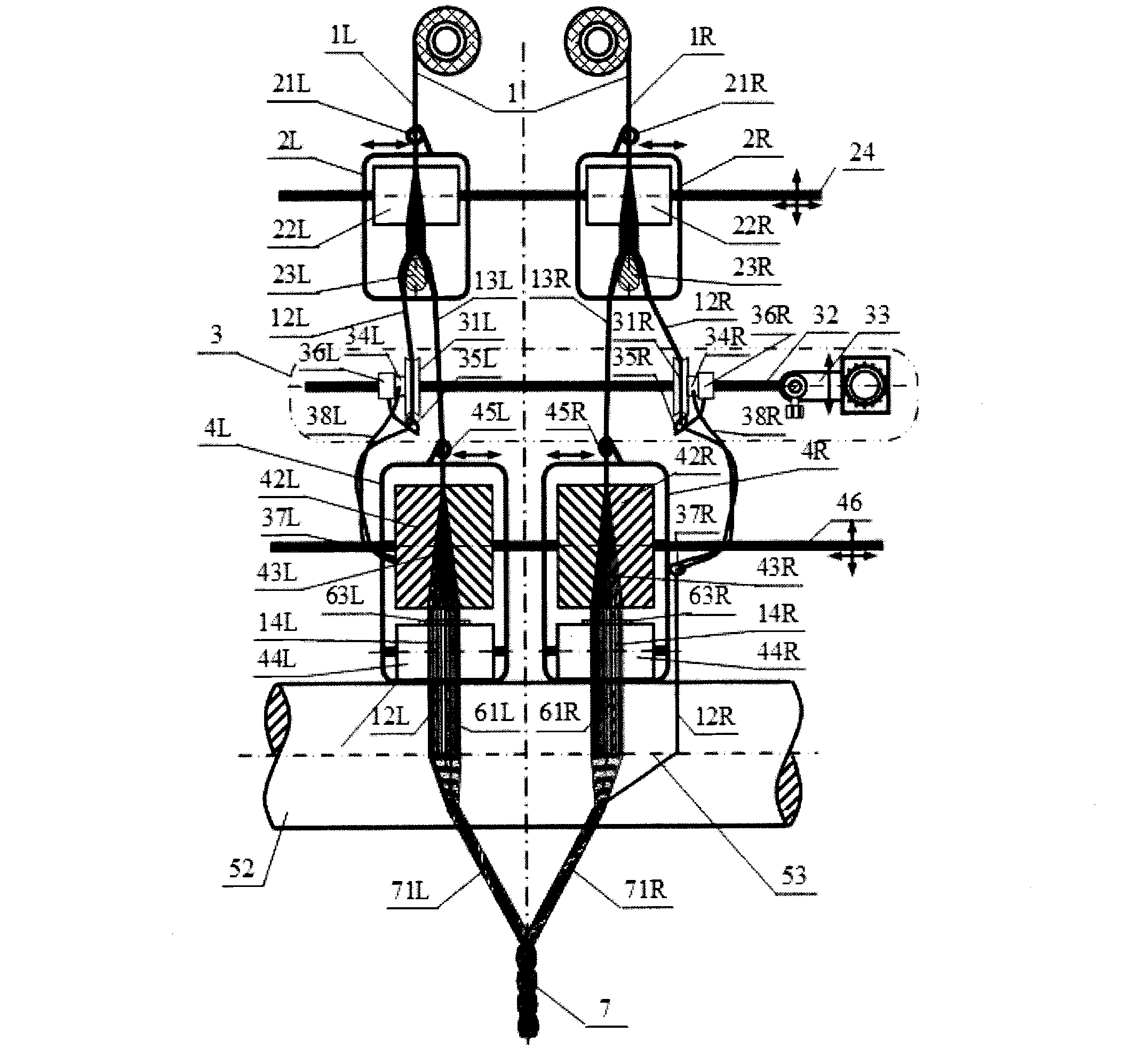 Double-bundle screen asymmetric composite yarn, spinning method and applications