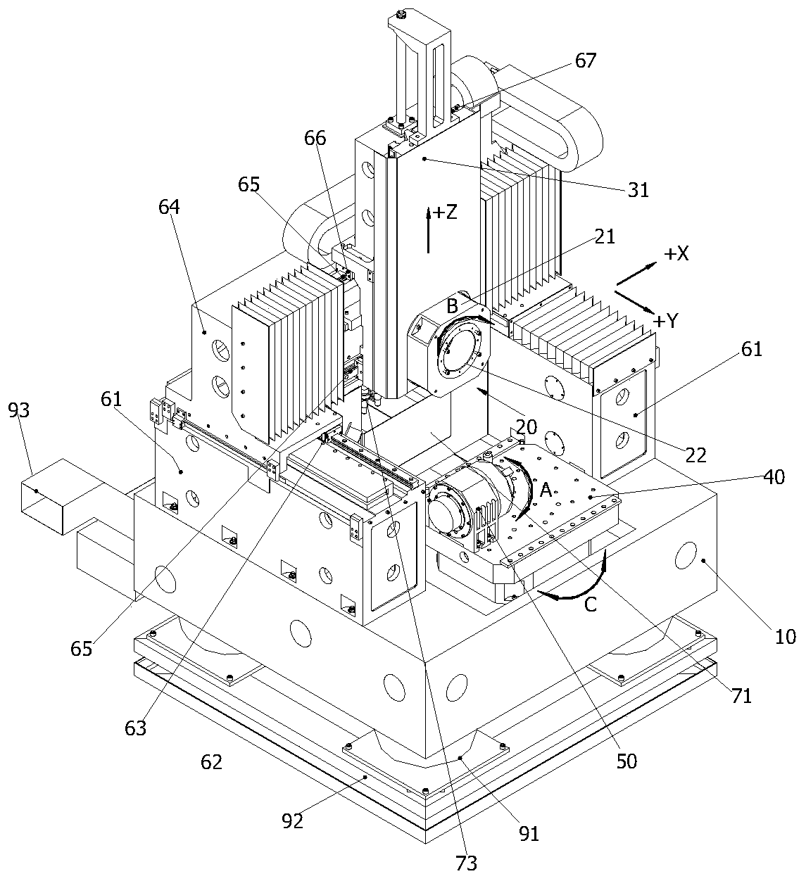 Novel precision composite six-axis linkage numerical control machine tool