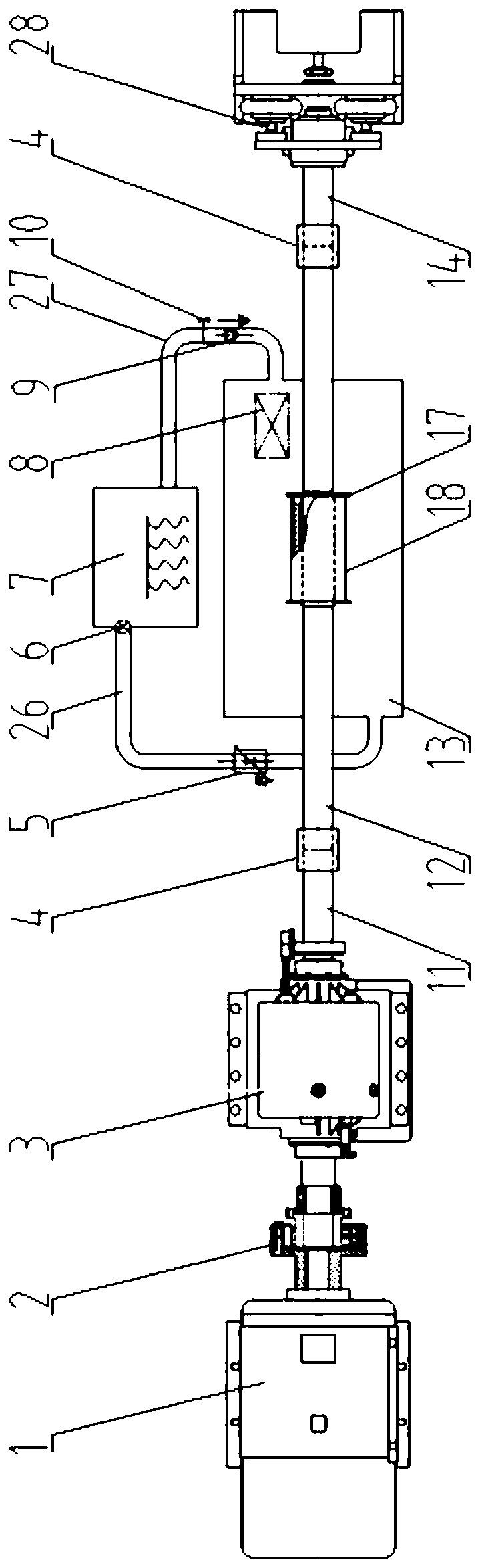 Test device for testing performance of water lubricated bearing in real environment