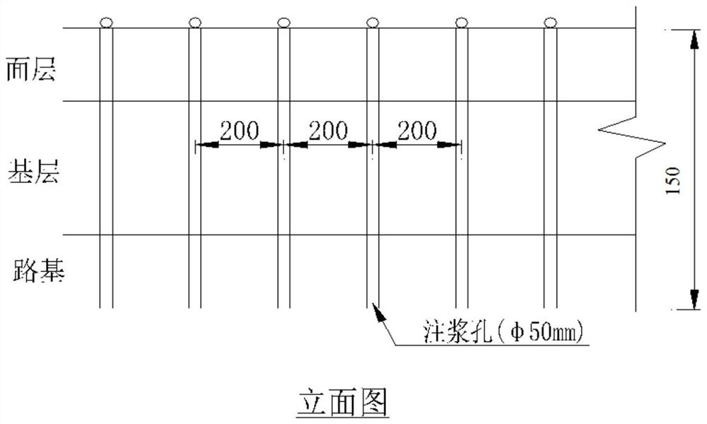 Composite grouting pile treatment process for deep road diseases