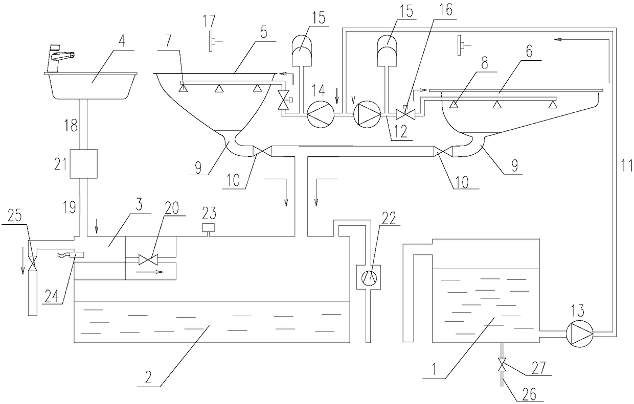 Graywater contamination collecting system for vehicle, control method and vehicle