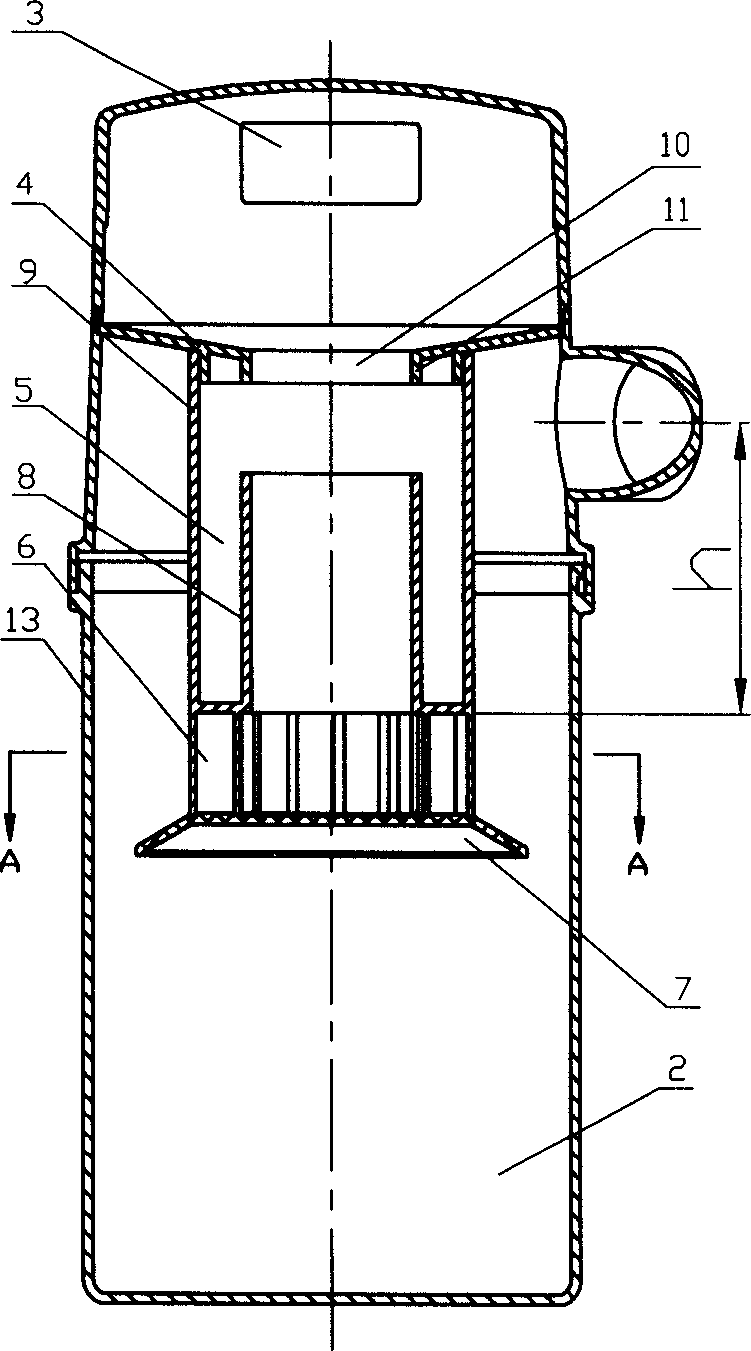 Integral twice separation dust cup of dust collector