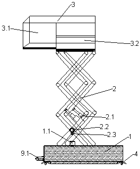 Electric type lifting platform with extensible platforms for engineering machinery