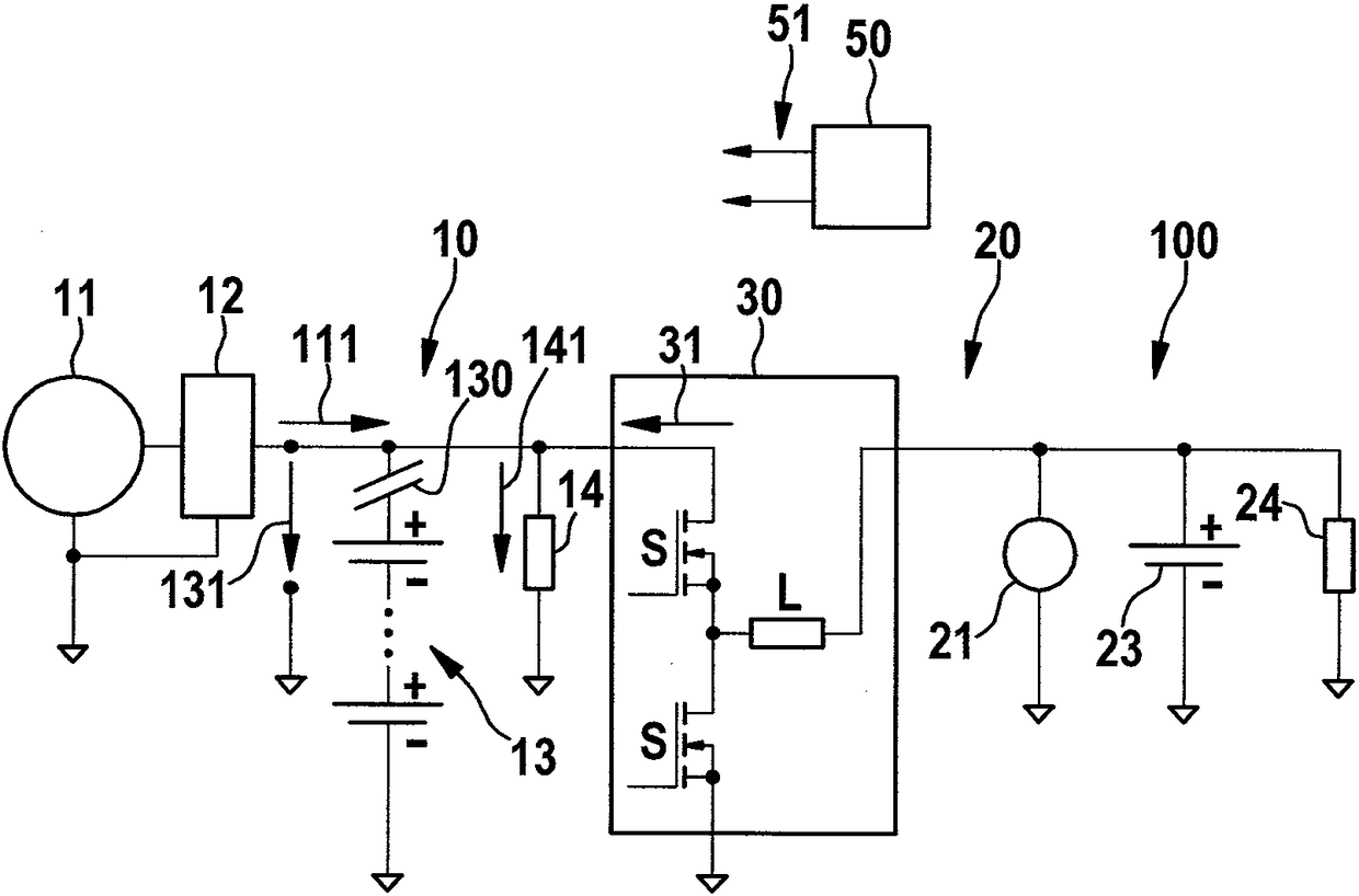 Motor vehicle multi-voltage vehicle circuit, its operation method and mechanism for realizing the method