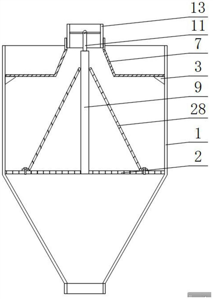 Material channeling prevention device of small powder hopper for producing dry-mixed mortar