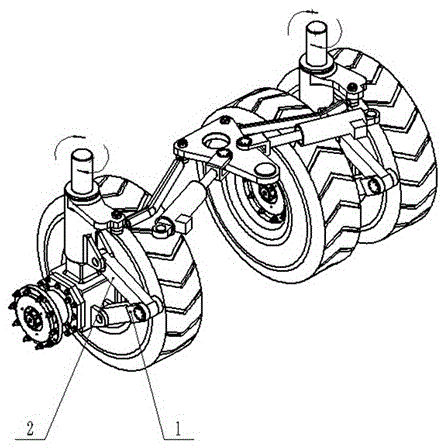 Reversing four-bar linkage wide-angle front-wheel steering system for large coal mine vehicle