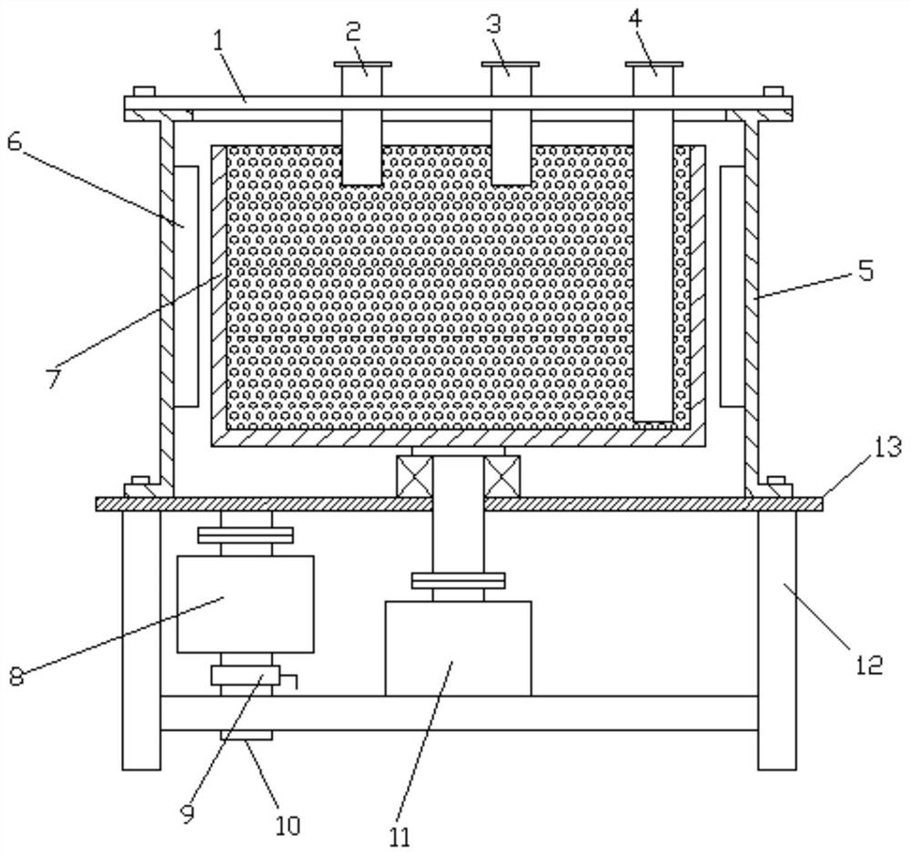 Oil and water removal device and particle regeneration manufacturing method based on waste polyester filaments