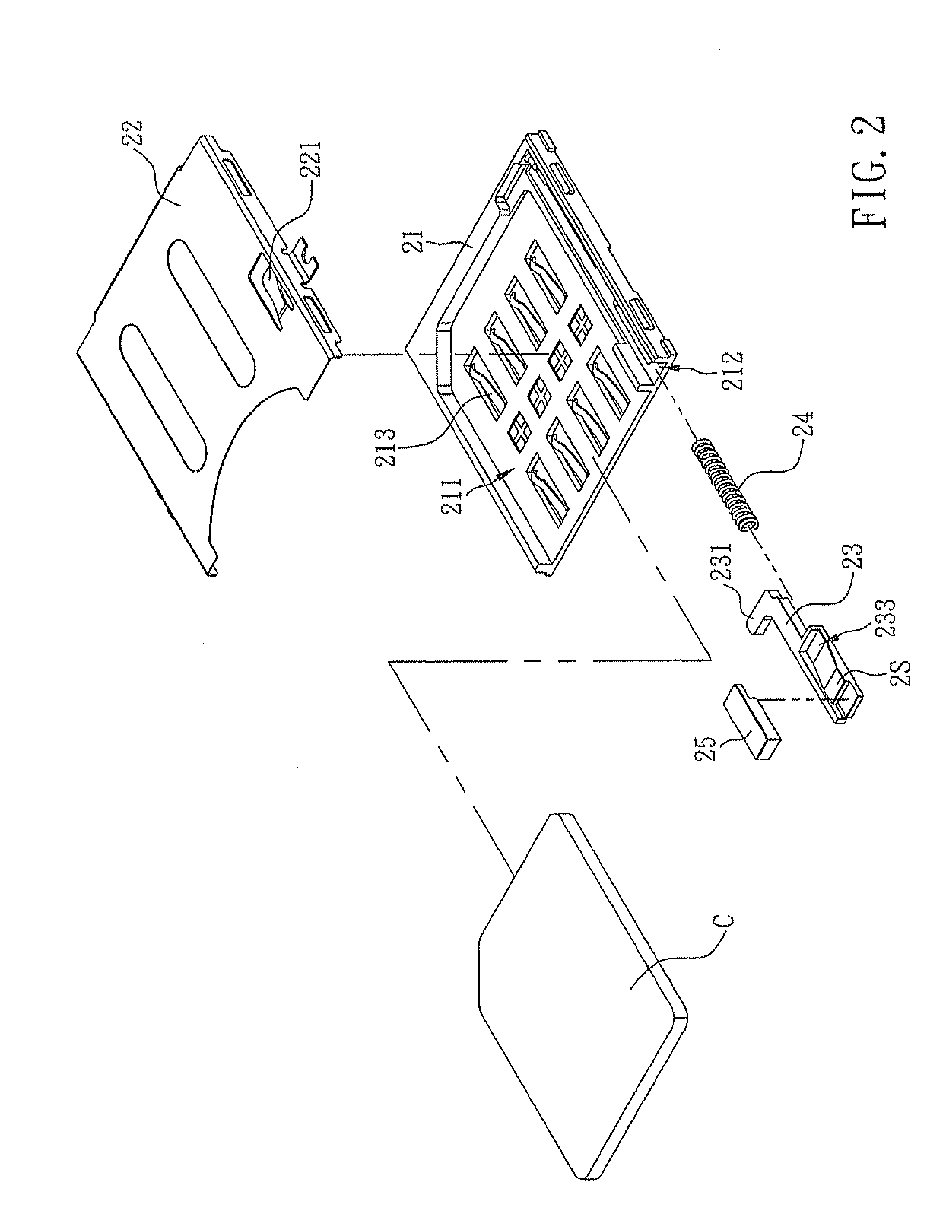 Card insert/eject mechanism having a position-limiting plate engaging a sliding block