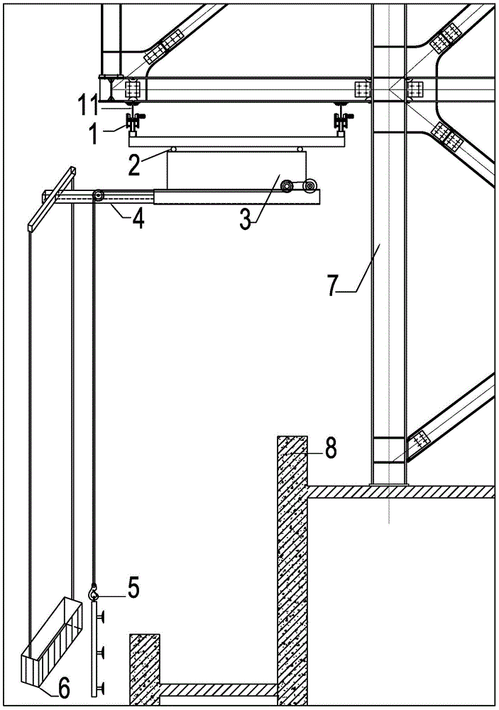 Machine for integrating constructing, cleaning and maintaining of hanger rail type external wall