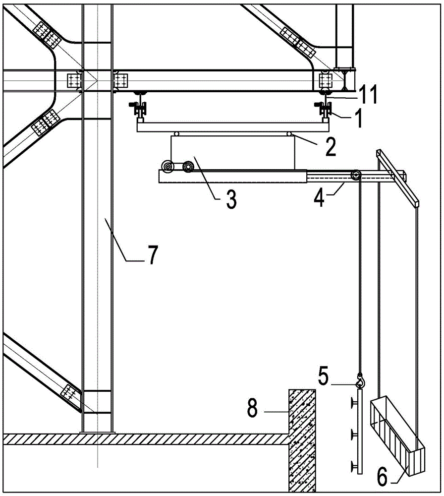 Machine for integrating constructing, cleaning and maintaining of hanger rail type external wall