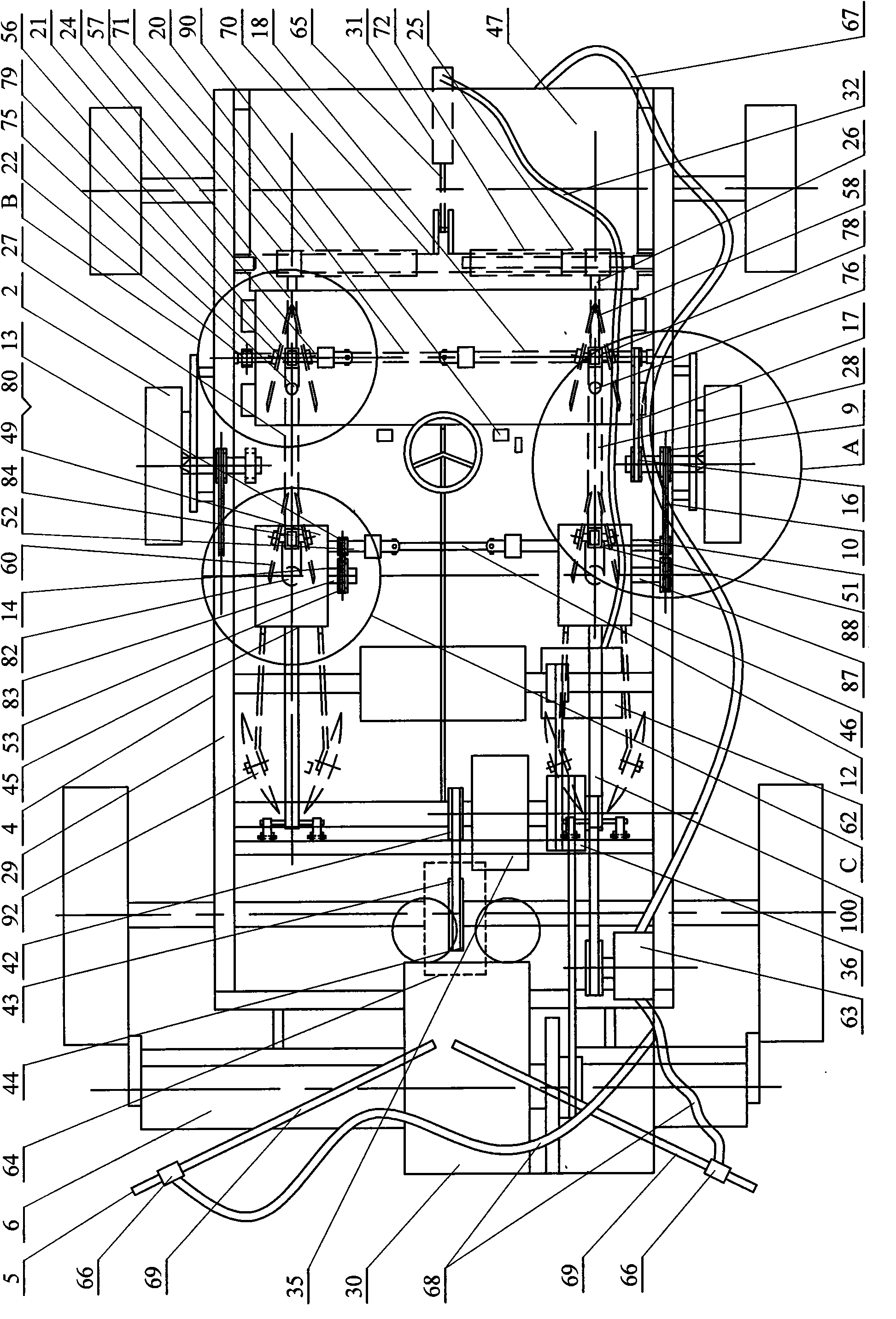 Self-propelled seeding, fertilizing and spraying combined operation machine