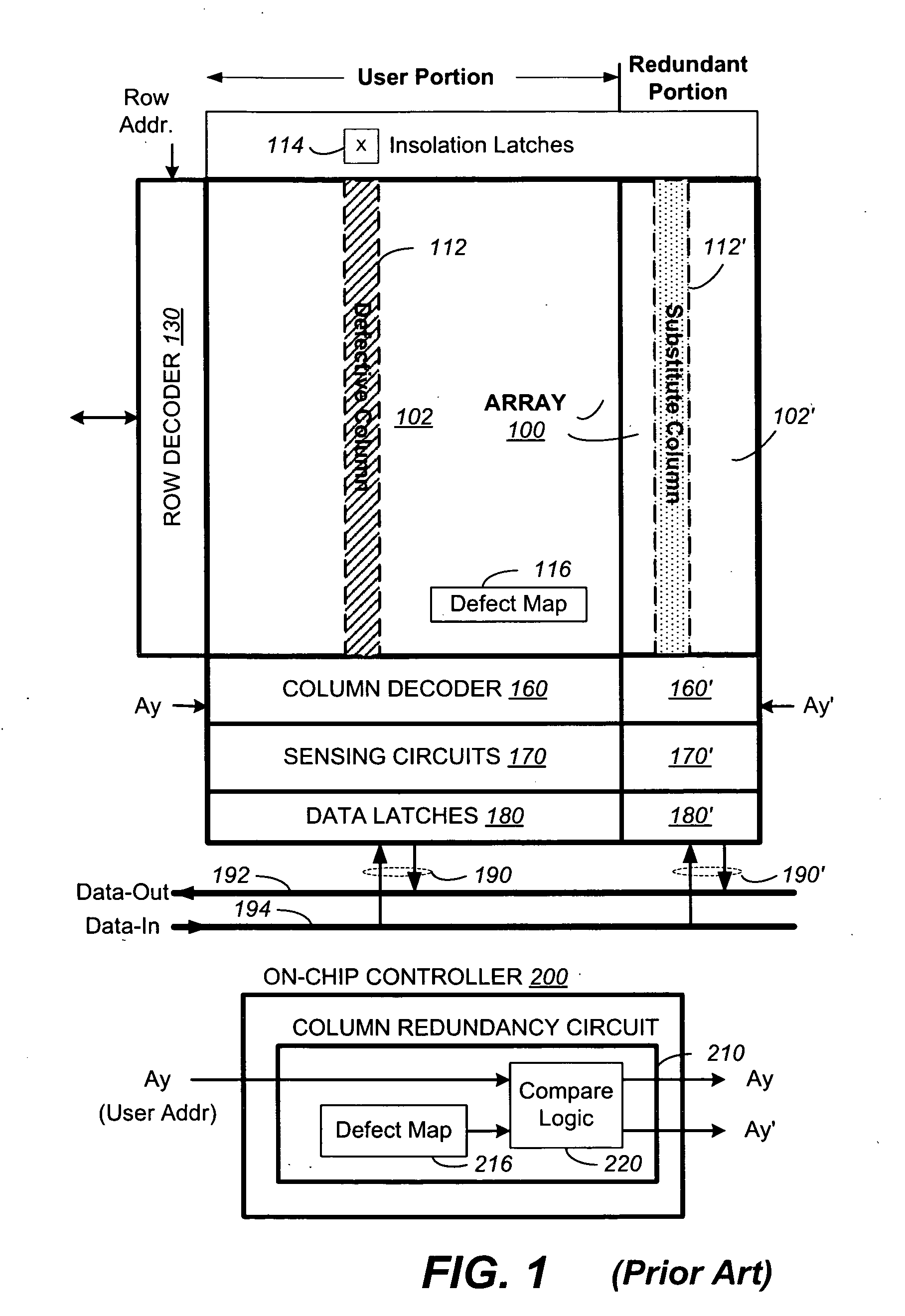 Non-volatile memory with redundancy data buffered in remote buffer circuits