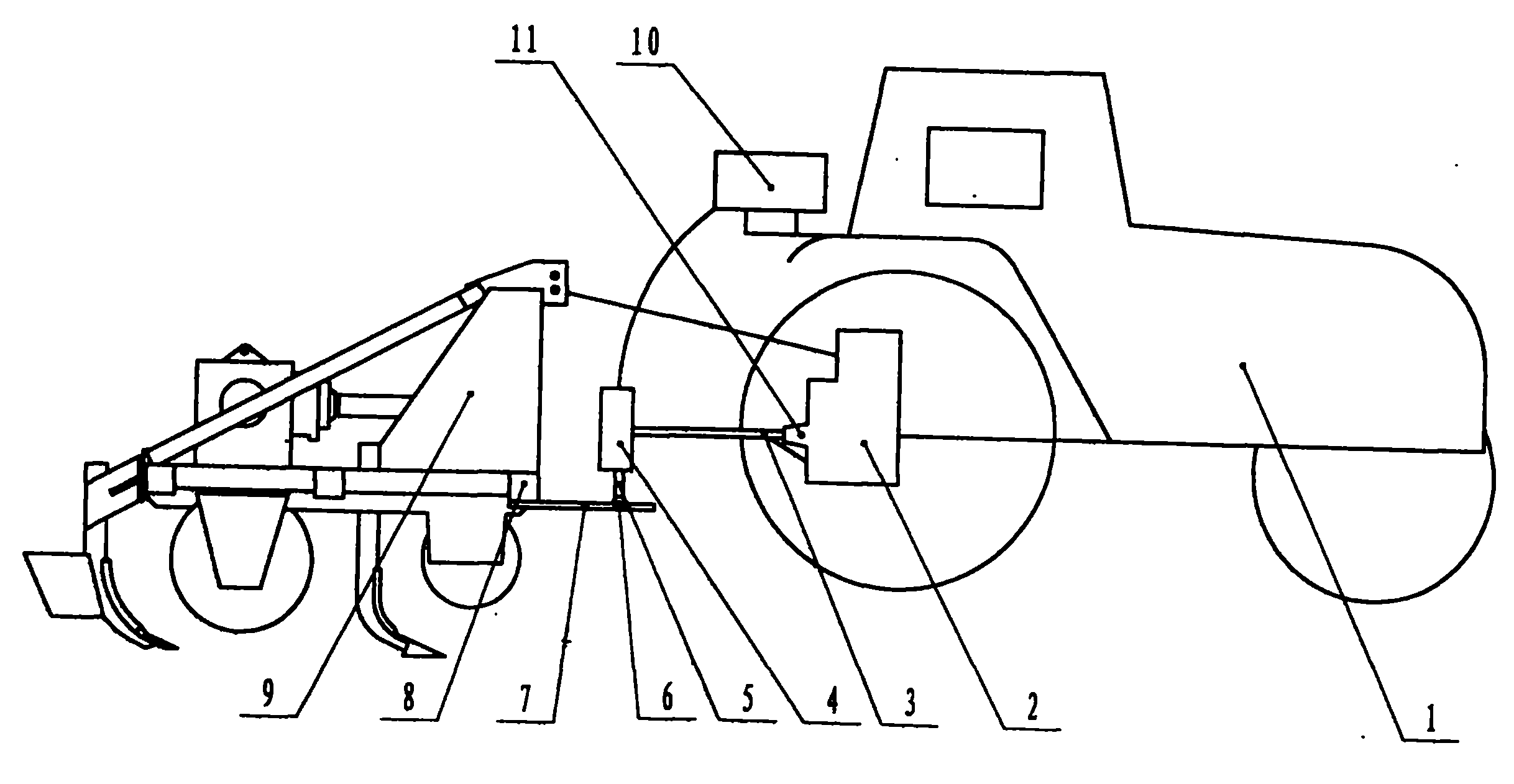 Soil tillage depth automatic measurement and synchronous display device for tillage implement