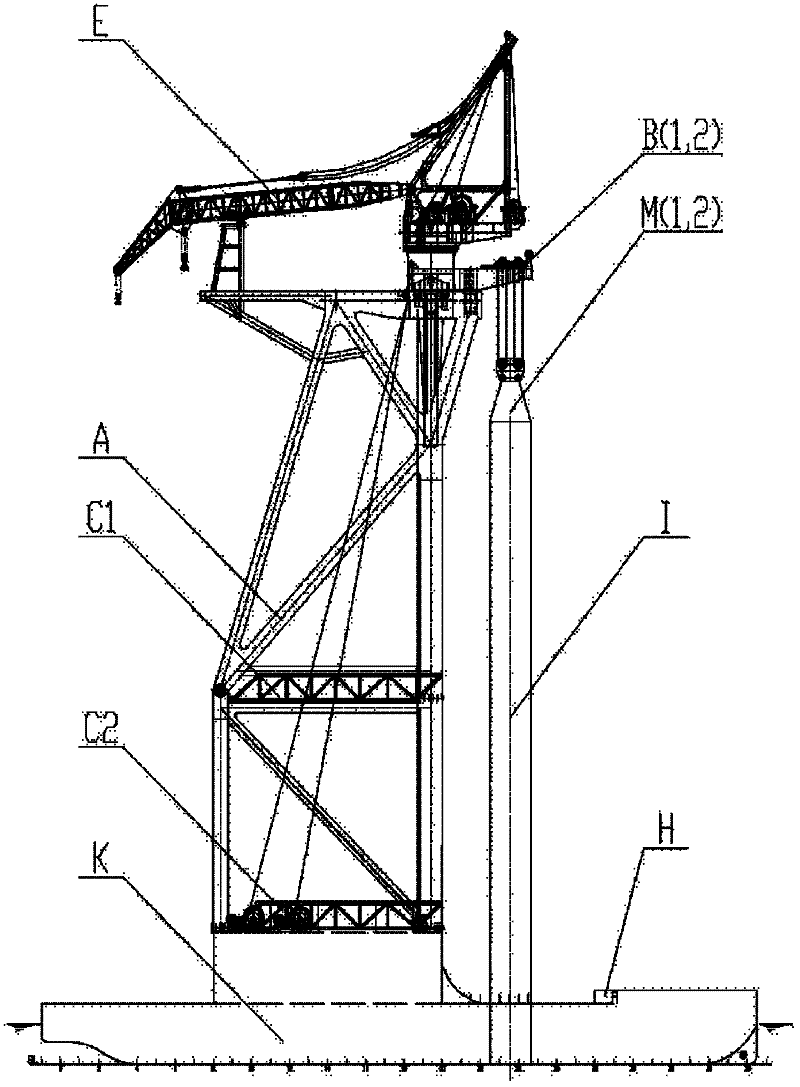 Multifunctional twin-hull wind power engineering ship for offshore high-altitude heavy-duty lifting installation operation