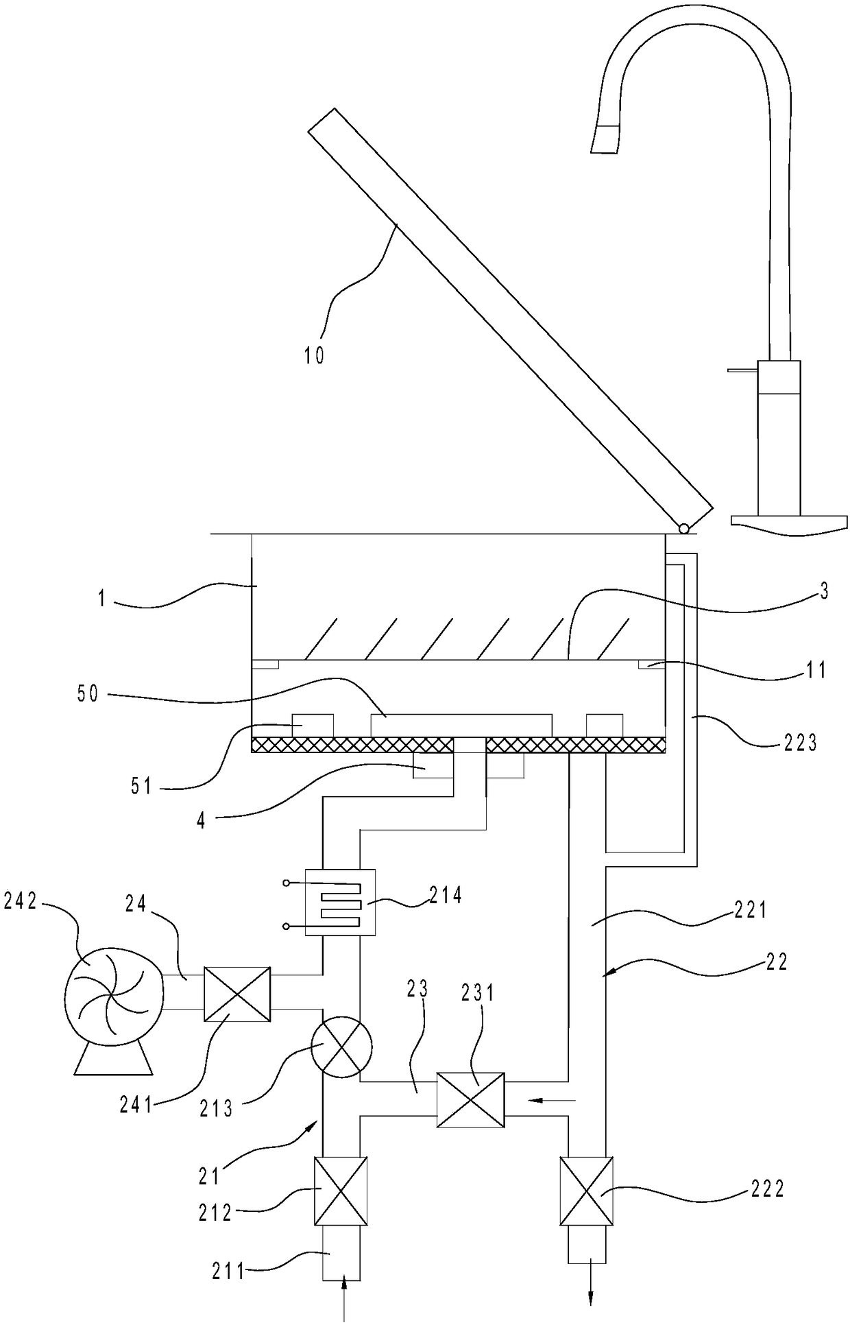 Cleaning machine for kitchen