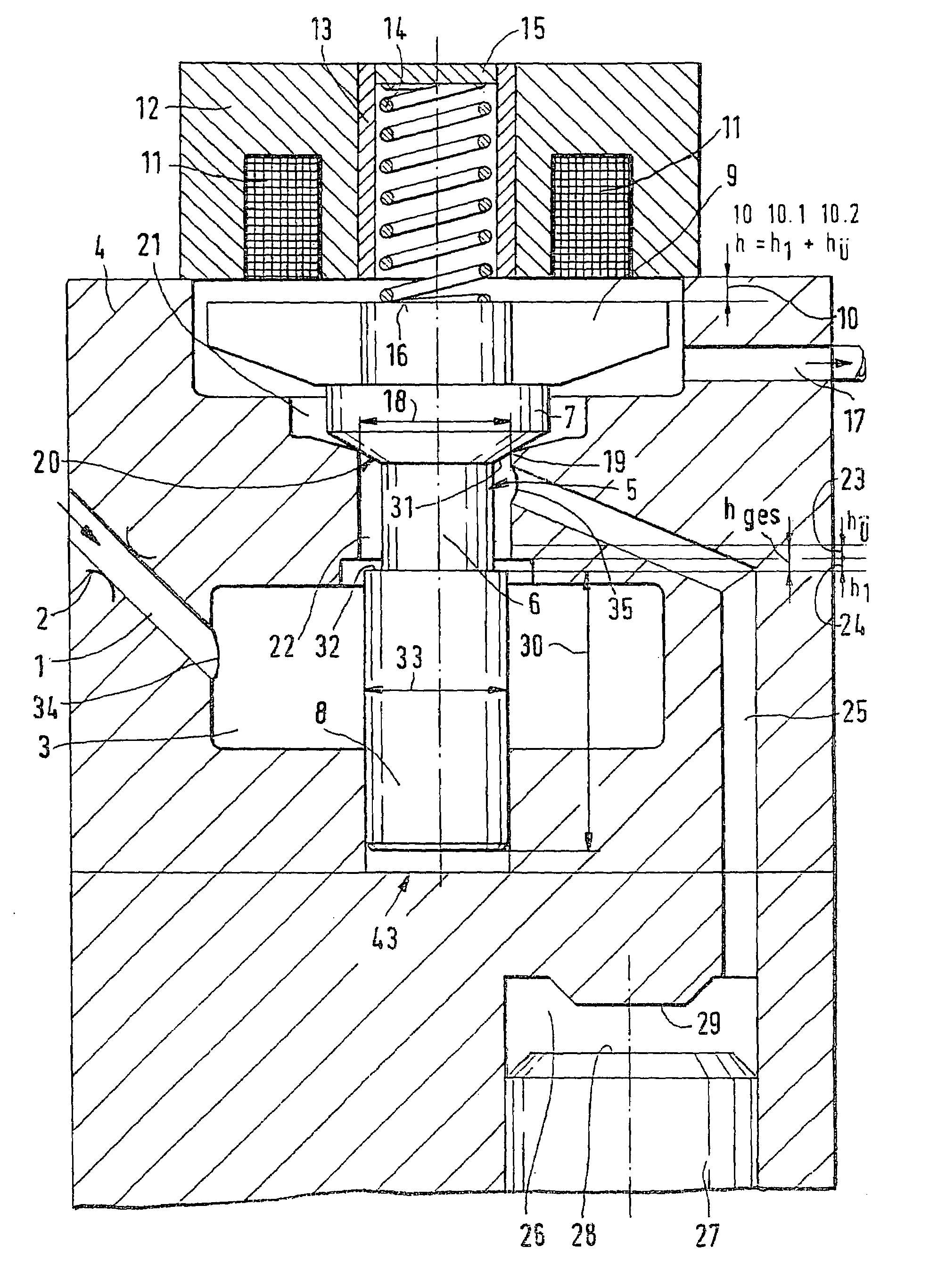 Control element for injectors with switchable nozzle needle