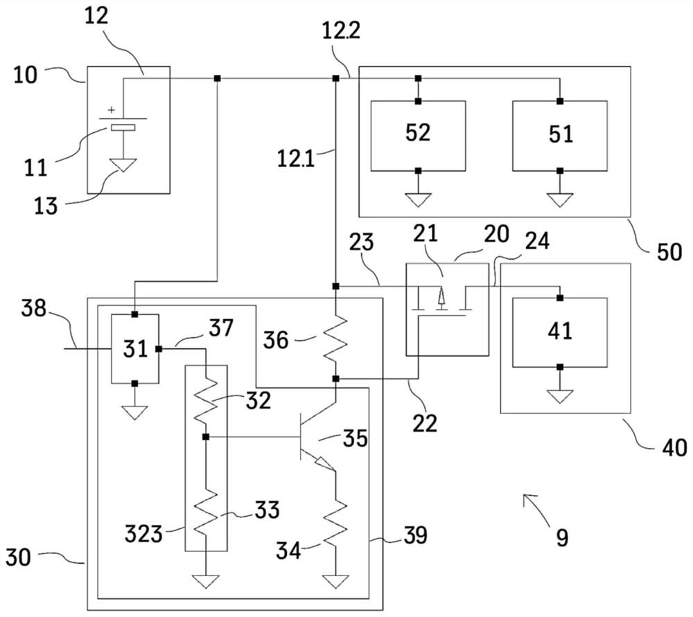 Motor vehicle control device having a switch-on and switch-off function for at least one electrical consumer that is to be controlled by the motor vehicle control device