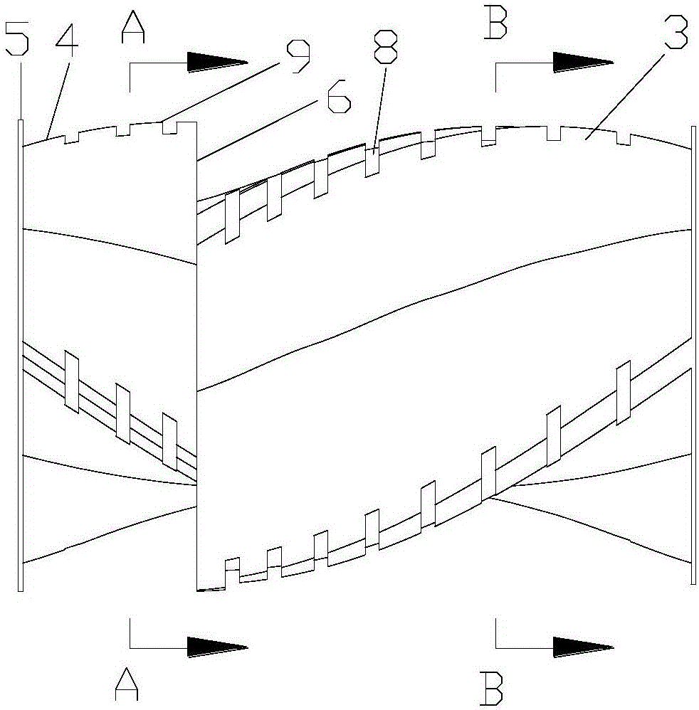 Synchronous six-edge saw tooth type dynamic variable-gap internal mixer rotor