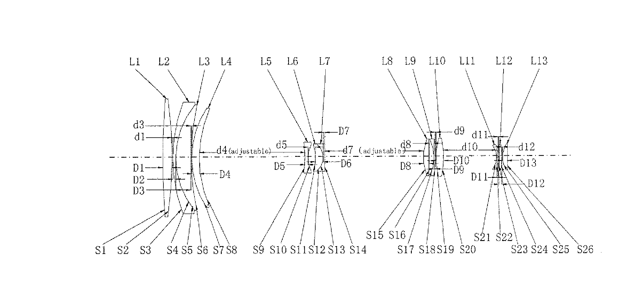 Variofocusing monitoring shot and monitoring device