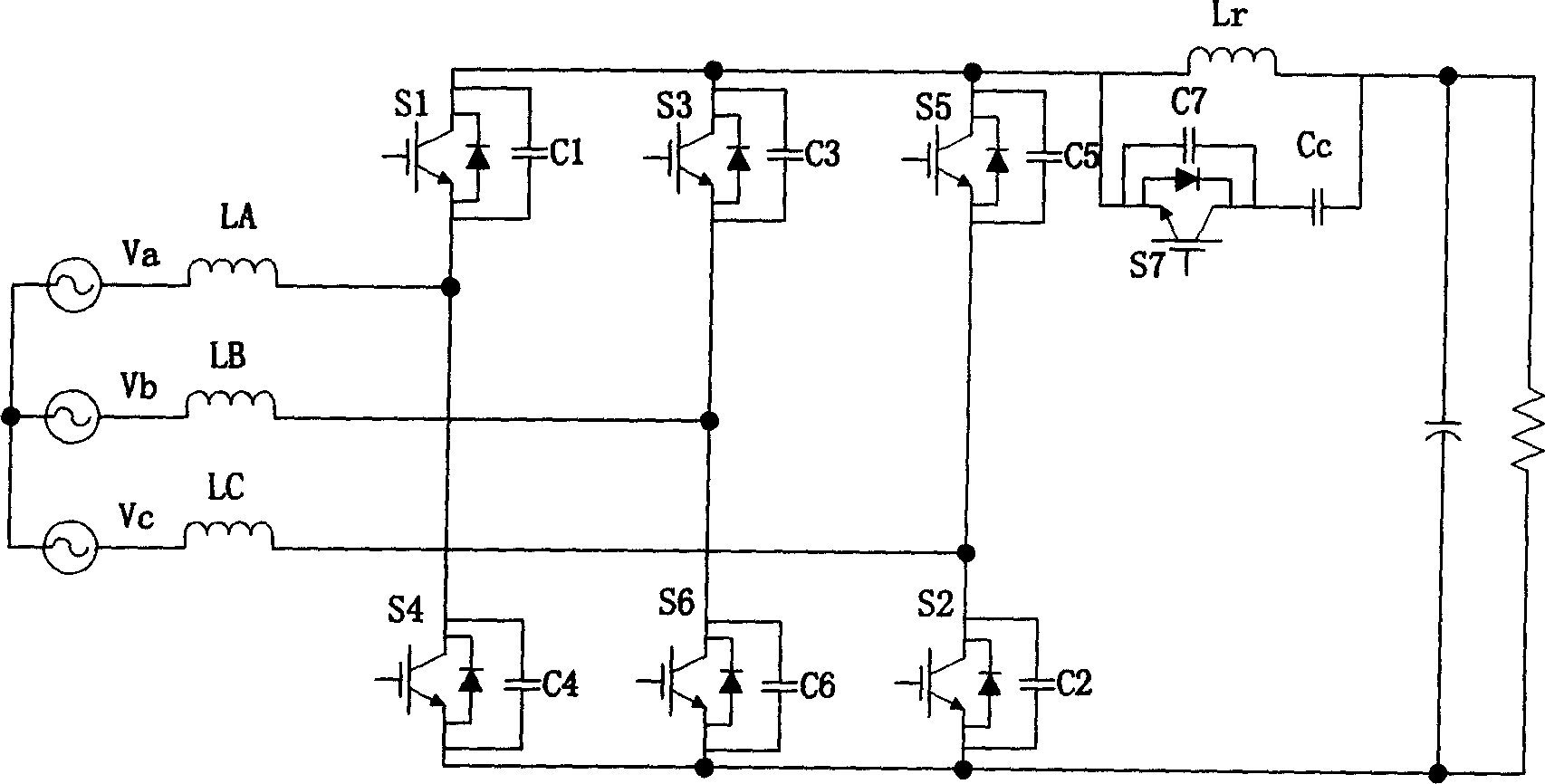 Composite active clamped 3-phase A.C-D.C power factor correction transformer