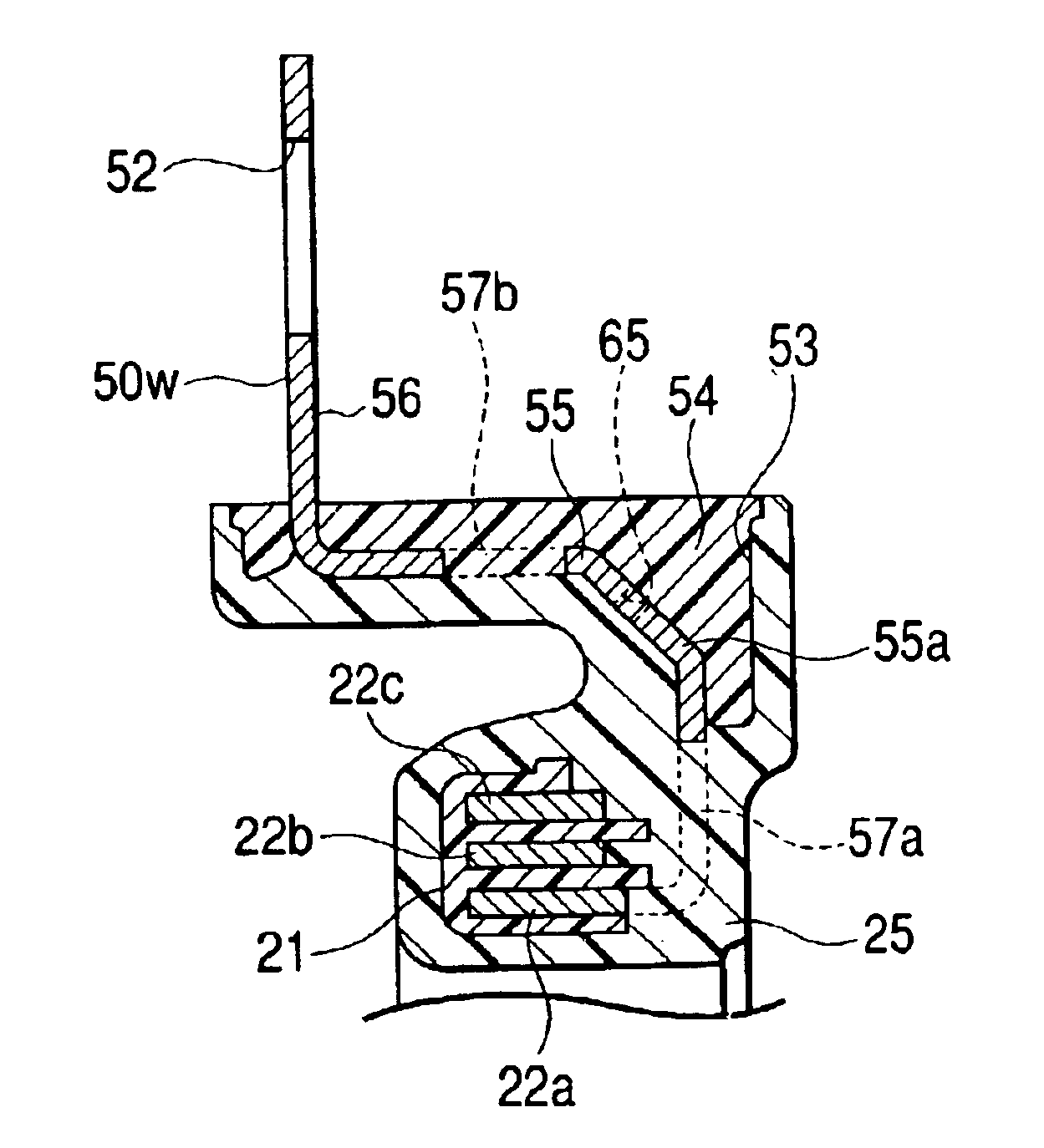 Thin brushless motor having resin-insulated concentric ring-shaped bus bars