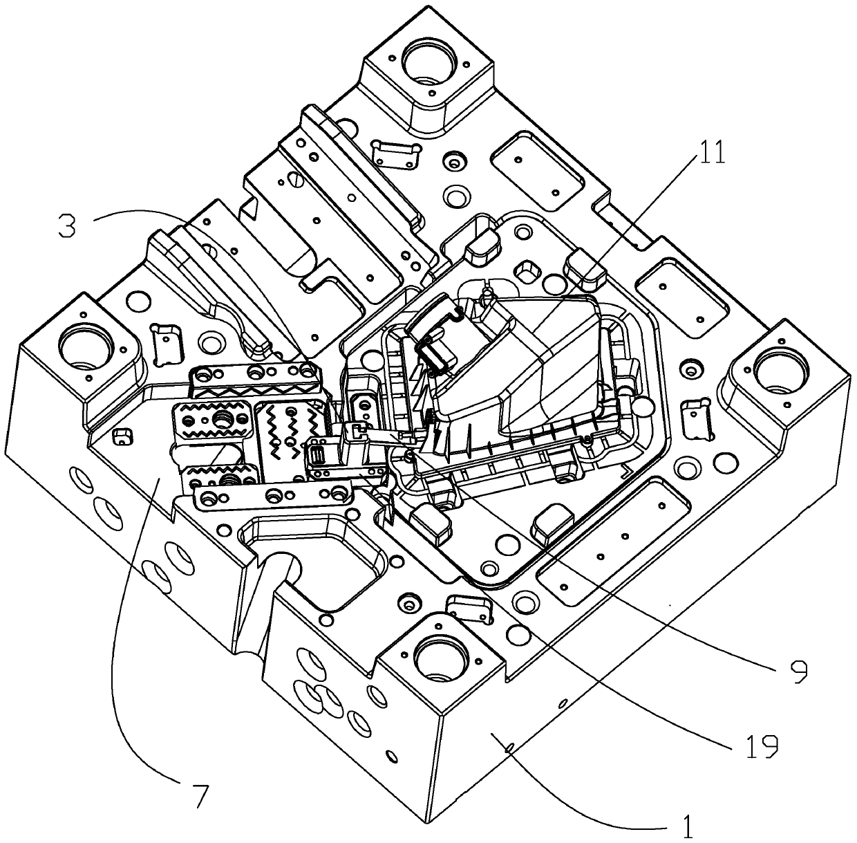 Demolding mechanism of air conditioner air inlet filter element cover injection mold